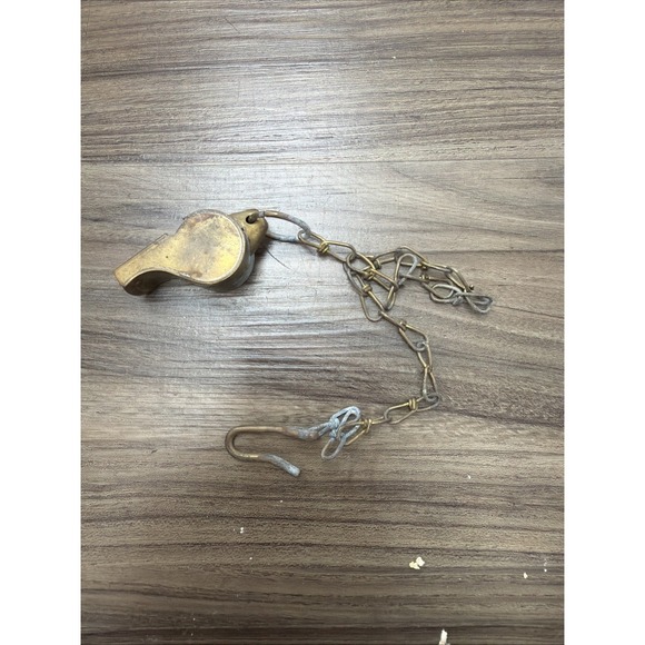 Other - Early BRASS MILITARY WHISTLE w CHAIN Made in USA army